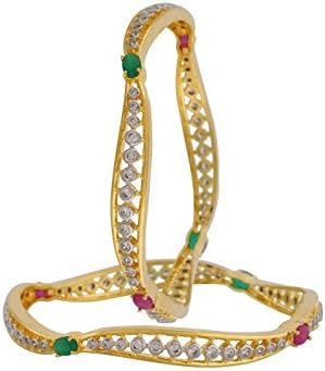 Affinity Multicolour Alloy American Diamond Bangle Set