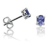 Tanzanite Stud Earrings set in Sterling Silver .65cttw (Real Genuine Tanzanite)