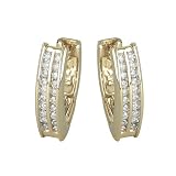 14K Yellow Gold 1/2 ct. Channel Set Diamond Huggie Earrings
