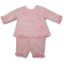 Minibasix Baby Girls Pink Top And Pant Set ~ Bows