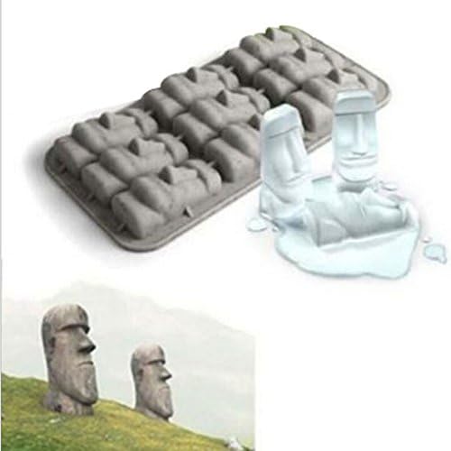 ULATREE New Easter Island Moai Stone Statues Pattern Ice Tray Pudding Jelly Mold
