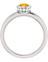 10K White Gold 7.00x5.00mm Oval Cut Citrine and Diamond Ring -- LIFETIME WARRANTY