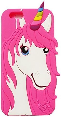 iPhone 6S Plus Case,JoshuaWay 3D Cartoon Unicorn Silicon Gel Rubber Case Cover Skin for Apple iPhone 6S/iPhone 6 Plus 5.5 inch(Hot Pink Horse)