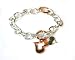 Utopia©silver plated links barcelet,plated silver and rose red gold heart charms , 65mm diameter and 7.5