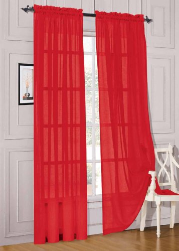 2 Sheer Voile Curtains 60x84 Red Where To Buy Window Curtains