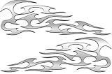 Full Color Reflective Silver Tribal Motorcycle Gas Tank Flame Decals