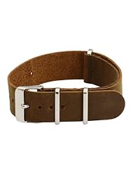 18mm Premium Classic Oiled Leather SS Suede Regular Brown - Easily Interchangeable Replacement Military Watch Strap / Band - Fits All Watches!!!