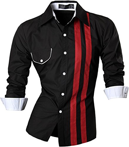 jeansian Men's Slim Long Sleeves Fashion Casual Shirts Dress Shirt Tops Z021
