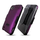 VMG 4 ITEM COMBO PACK - Purple Hard 2-Pc Snap On Case + Compatible Belt Clip Holster w/ Kickstand Feature + LCD Clear Screen Protector + Premium Car Charger for HTC Rezound Verizon Wireless Cell Phone [COMBO PACK]