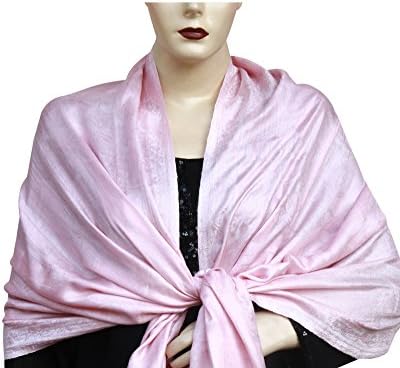 Pashm High Quality Soft Pashmina Feel Solid Colour Floral Design Stole Shawl 78"x28"