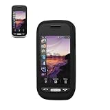 New Fashionable Perfect Fit Soft Silicon Gel Protector Skin Cover (Faceplate/Snap On) Rubber Cell Phone Case with Screen Protector for Samsung Solstice SGH-A887 AT&T - Black