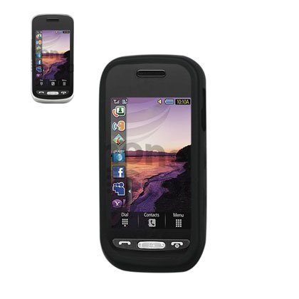 Fashionable Silicone Protector Skin Cover Case Samsung A887 BLACK with Screen Protector AT&T