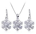 Silver Snow Flake Earrings Pendant 1 MM Box 14" to 30" Necklace Set