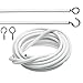 cyclamen9 White Curtain Wire Hanging Cord with Self-adhesive Hook and Eyes for Net Curtain Rods (4m,white)