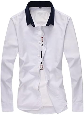 Mens Slim Casual Long-sleeved Shirts Solid Color Shirts