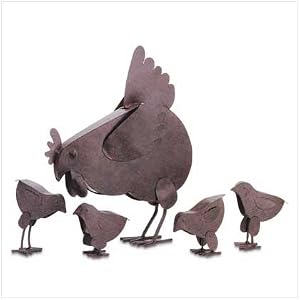 Our 5 Piece Rusted Metal Hen Family - Style 31170
