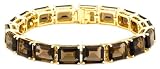 Yellow Gold Overlay Sterling Silver Smoky Quartz Rectangular-Cut Bracelet, 7.25