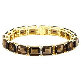 Yellow Gold Overlay Sterling Silver Smoky Quartz Rectangular-Cut Bracelet,... by Amazon.com Collection
