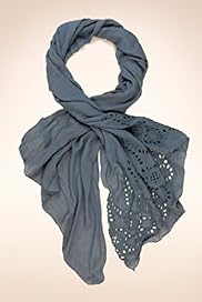 Indigo Collection Cutwork Lightweight Scarf with Wool