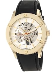 Breda Womens 1450_gold/blk "Addison" Mechanical See-Through Silicone Band Watch