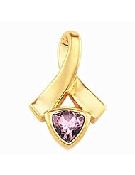 10K Yellow Gold Trillion Cut Pink Sapphire Pendant -- LIFETIME WARRANTY