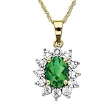 10k Yellow Gold Created Emerald and Diamond-Accent Pendant, 18