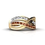 14K Yellow Gold Genuine Round Orange Diamond Ring