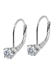 0.50 Ct Round Natural Diamond 14K White Gold Leverback Earrings