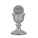 Chalice Tie Pin or Lapel Pin (Silver-Plated) in Black Velvet Gift Box . Great Gift for First Communion.