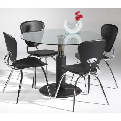 Chintaly Gladys 5 pc. Round Glass Dining Table Set - CTY499 Chintaly Gladys 5 pc. Round Glass Dining Table Set - CTY499