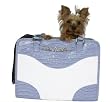 Personalized Designer Dog Carrier - South Beach Sorbet Collection - Blueberry Faux Croc & Canvas w/Up to 6 Swarovski Crystal Charms Included