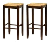 FTS - Rush Seat Stool 29 Inches High set of -2- Walnut Finish 136-121-11