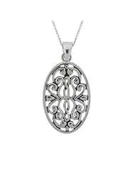 Sterling Silver Celtic Oval Pendant Necklace, 18"