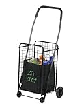 Honey-Can-Do CRT-01511 Medium Folding Shopping Cart Rolling 4-Wheel Utility Wagon, Black