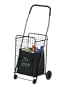 Honey-Can-Do CRT-01511 Medium Folding Shopping Cart Rolling 4-Wheel Utility Wagon, Black