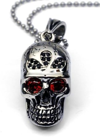 Titanium Steel Pendant Necklace Fashionable Male Exaggerated Personality Skull Accessories Red
