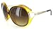 Sunset Strip 1905 Women's Designer Sunglasses with Patterned Frames and Large Lenses (Black on Yellow + Amber)