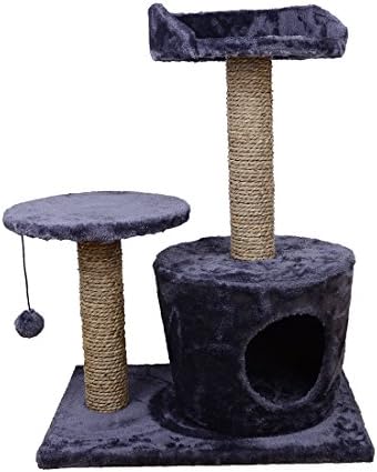 TOCO 25 Inch Cat Tree Post Scratcher Furniture Kitten Playhouse Pet Bed,Grey