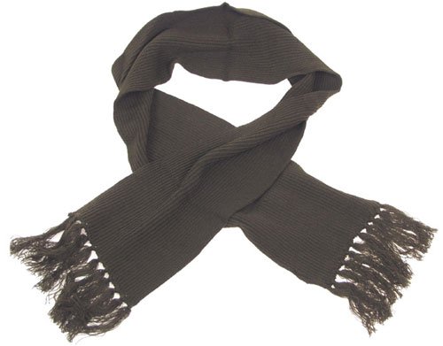 Strick-Schal mit Fransen grob gestrickt oliv