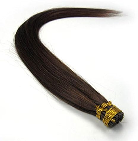 Rise World Hair Remy Hair Straight Extensions 20 Inch 100 Stands Stick Tip Human Hair Dark Brown