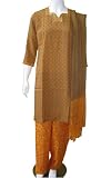 Full Sleeves Printed Crepe Salwar Kurta in Brown and Orange 42