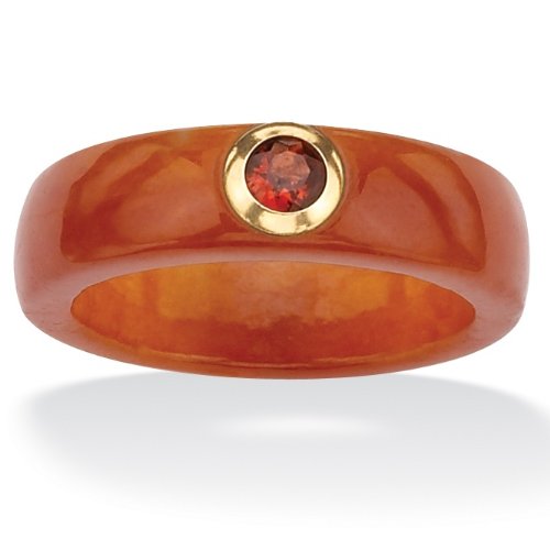 10k Gold Red Jade and Garnet Ring