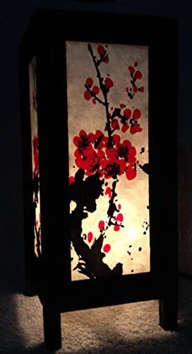 Thai Vintage Handmade ASIAN Oriental Art Japanese Sakura Cherry Blossom Tree Branch Bedside Table Lamp or Home Garden Decoration. by Thailand Lanna