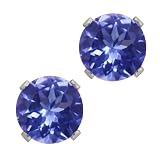 1.60 Ct Round Blue Tanzanite Sterling Silver 4-prong Stud Earrings 6mm