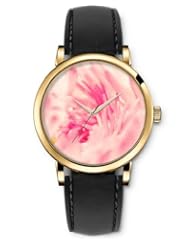 SPRAWL Aanalog Fashion Series Gold Ladies Watches of Genuine Black Leather Strap,Unique Wrist Watch for Women Girls Designed with petal roses