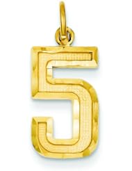 14K Gold Medium Number 5 Charm Pendant FindingKing