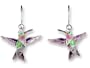Ruby-Throated Hummingbird Silver and Enamel Earrings by Zarah