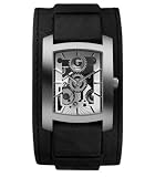 G by GUESS Black Leather Gear Cuff Watch
