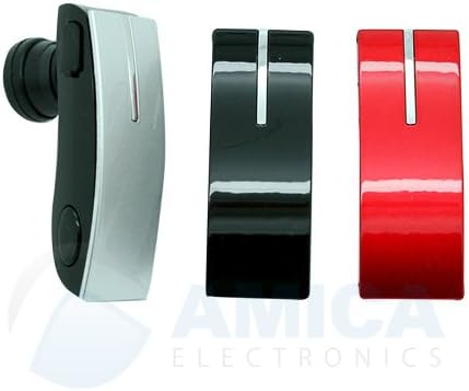 Multi Color Bluetooth Headset for all Pantech Phones with 3 Changeable Face Plates Black, Red and Silver with Free Wall and Car Charger.