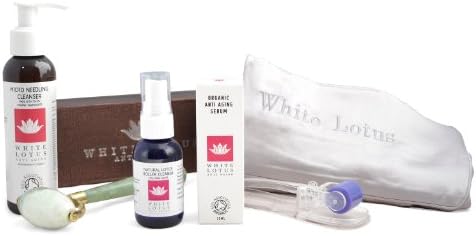 Deluxe Anti Aging Starter Pack:1 x 0.5mm Microneedle Roller, 1 x 25ml Organic Anti Aging Serum (Regenerative Green Tea oil), 1 x Luxurious Jade Roller, 1 x Anti Aging Silk Pillow Case & 1 x Natural Microneedling Cleanser